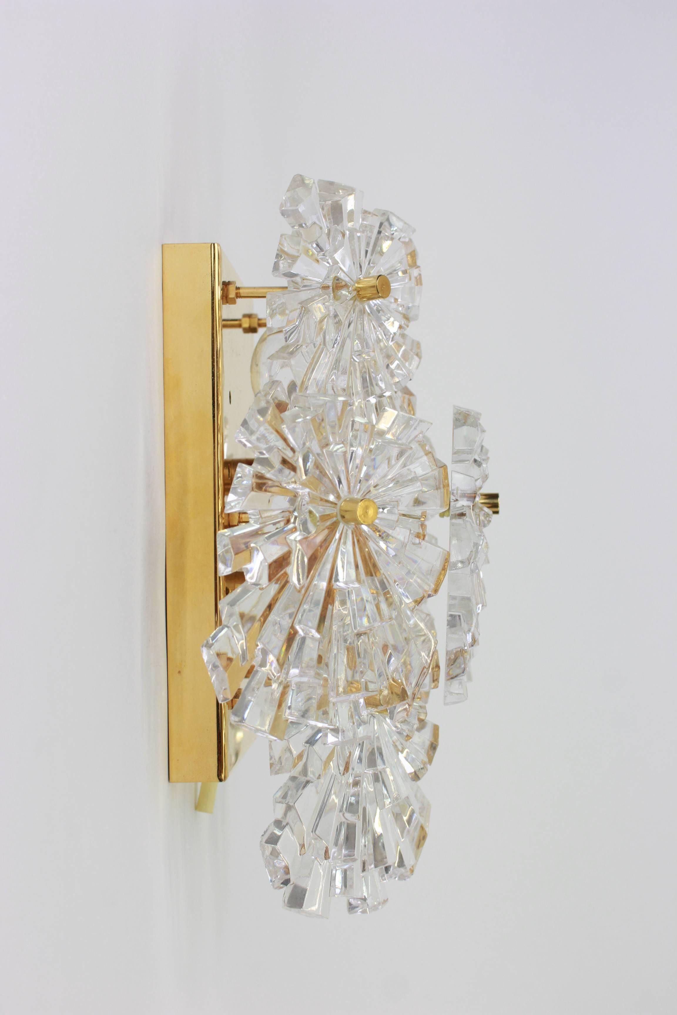Pairs of crystal wall lights by Kinkeldey, Germany, 1970s