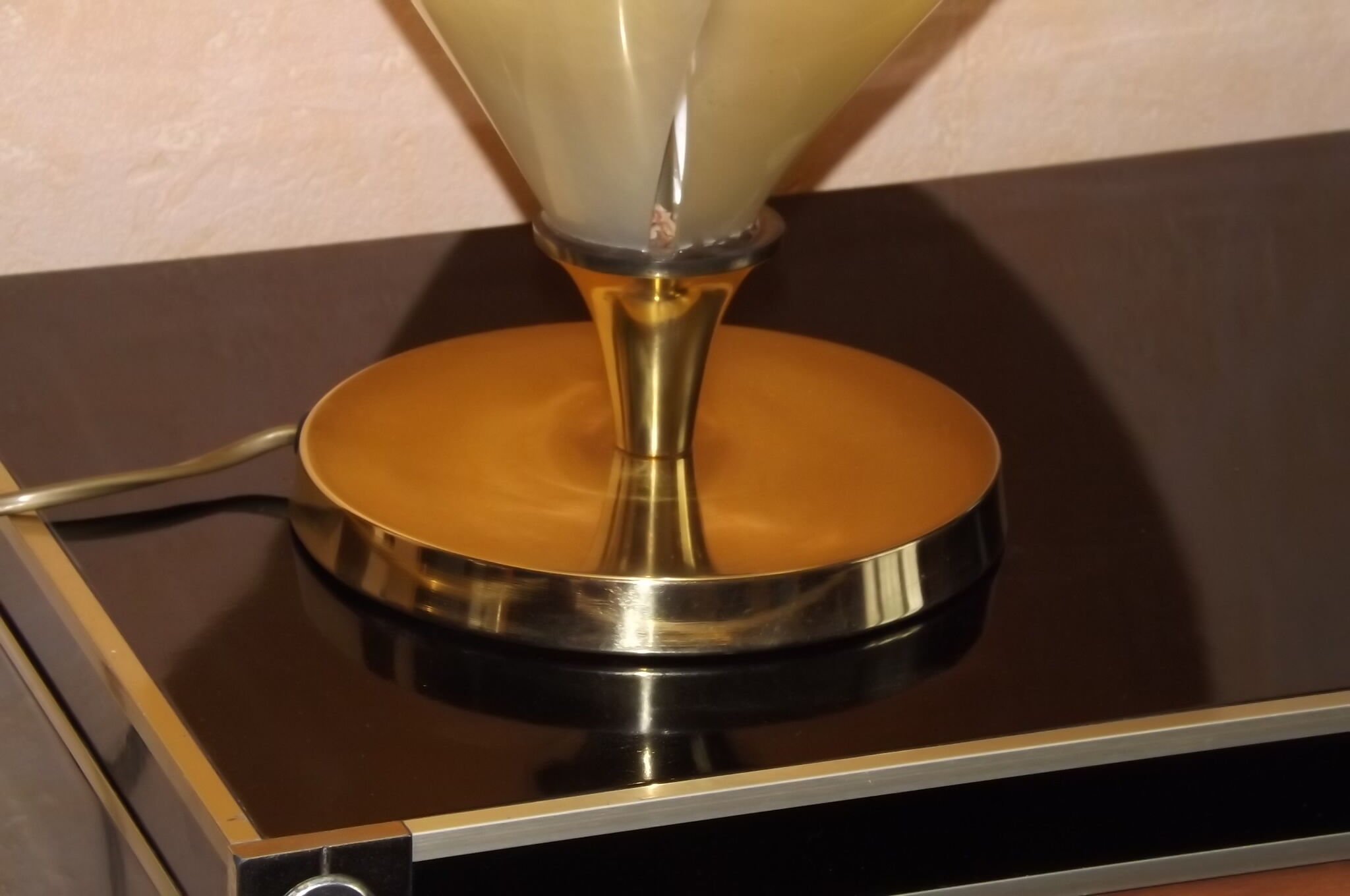 Floral lamp brass flower Laurent Rougier 1970