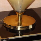 Floral lamp brass flower Laurent Rougier 1970
