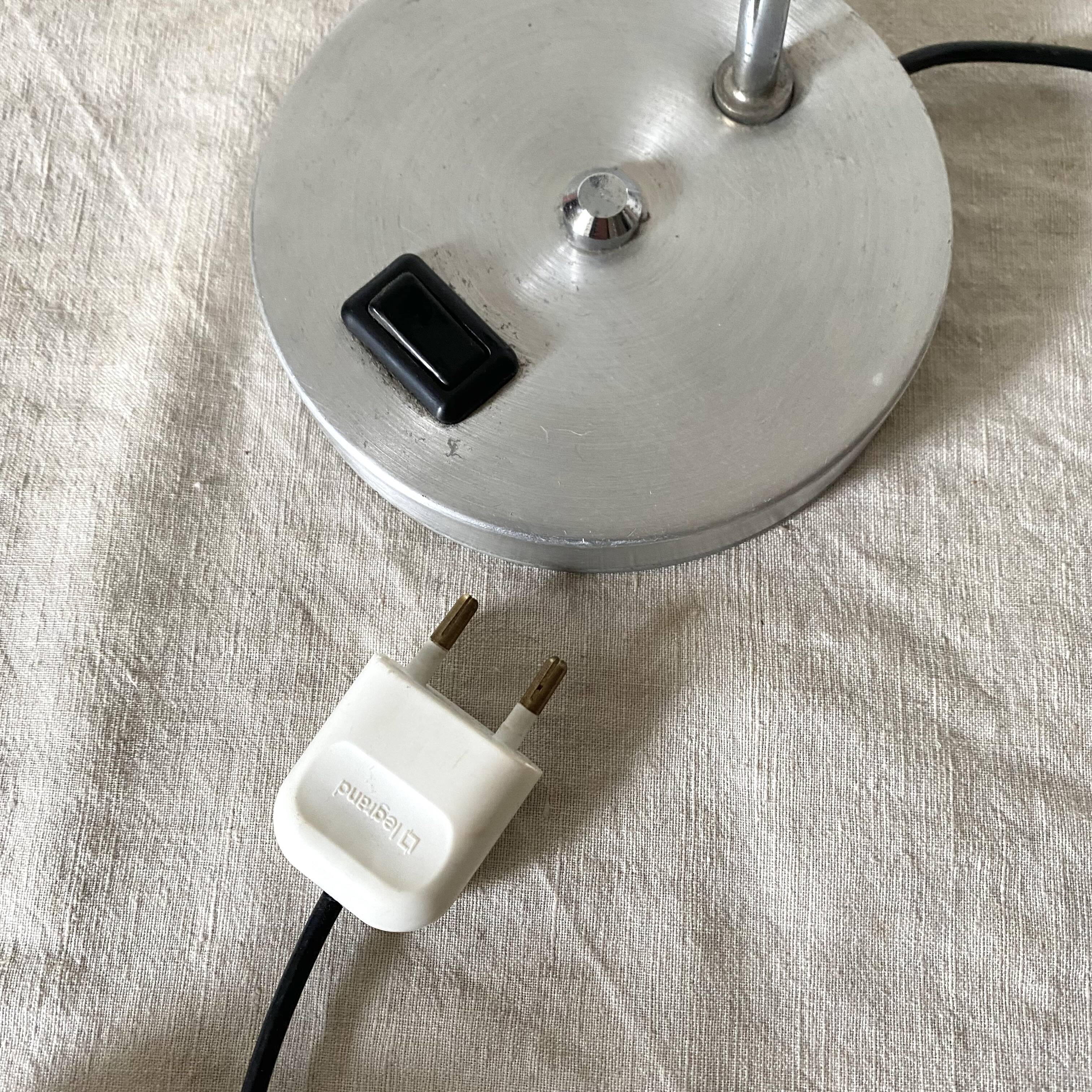 Eye ball lamp space age brushed metal 70s