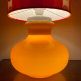 Camaieu table lamp - orange opaline and vintage fabric