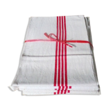 Old linen - 5 towels in métis, red stripes - 0111