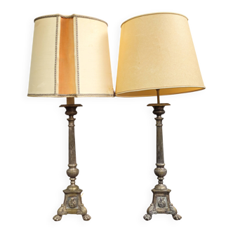 Pair of antique bronze lamps – classic style