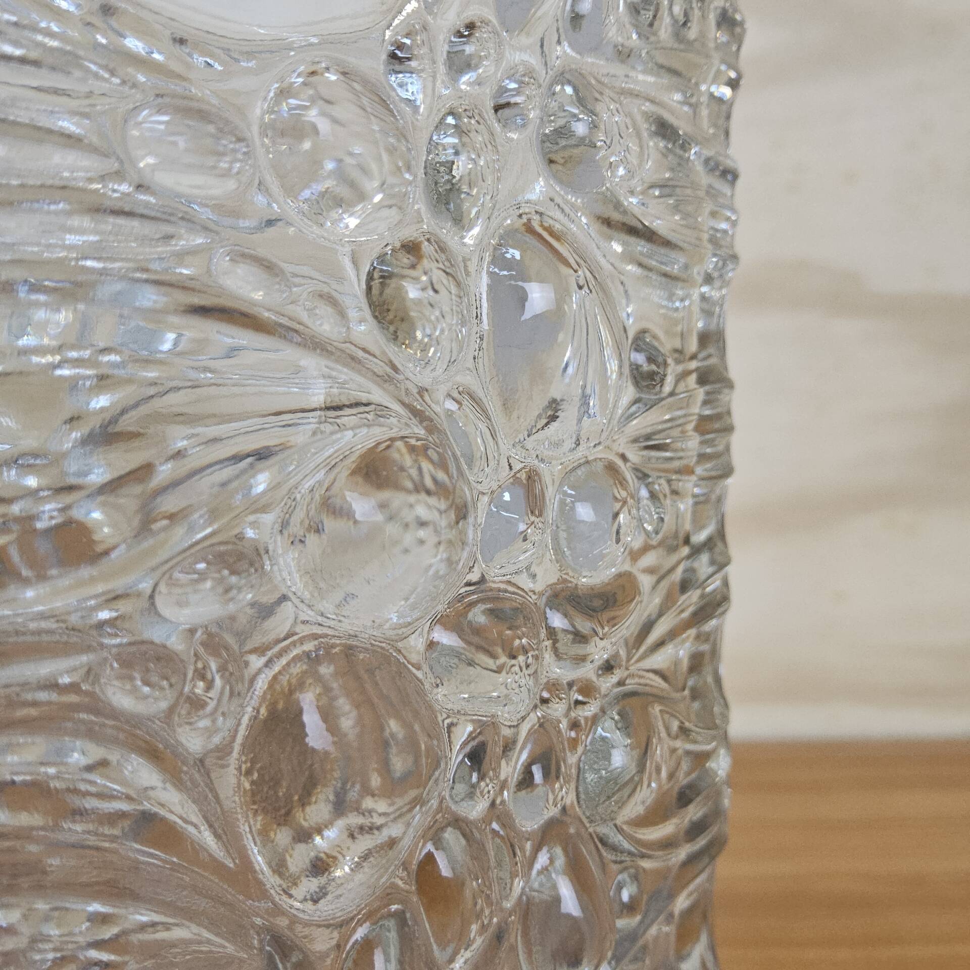 Vintage glass vase bubble texture (Hermanova Hut, 1968)
