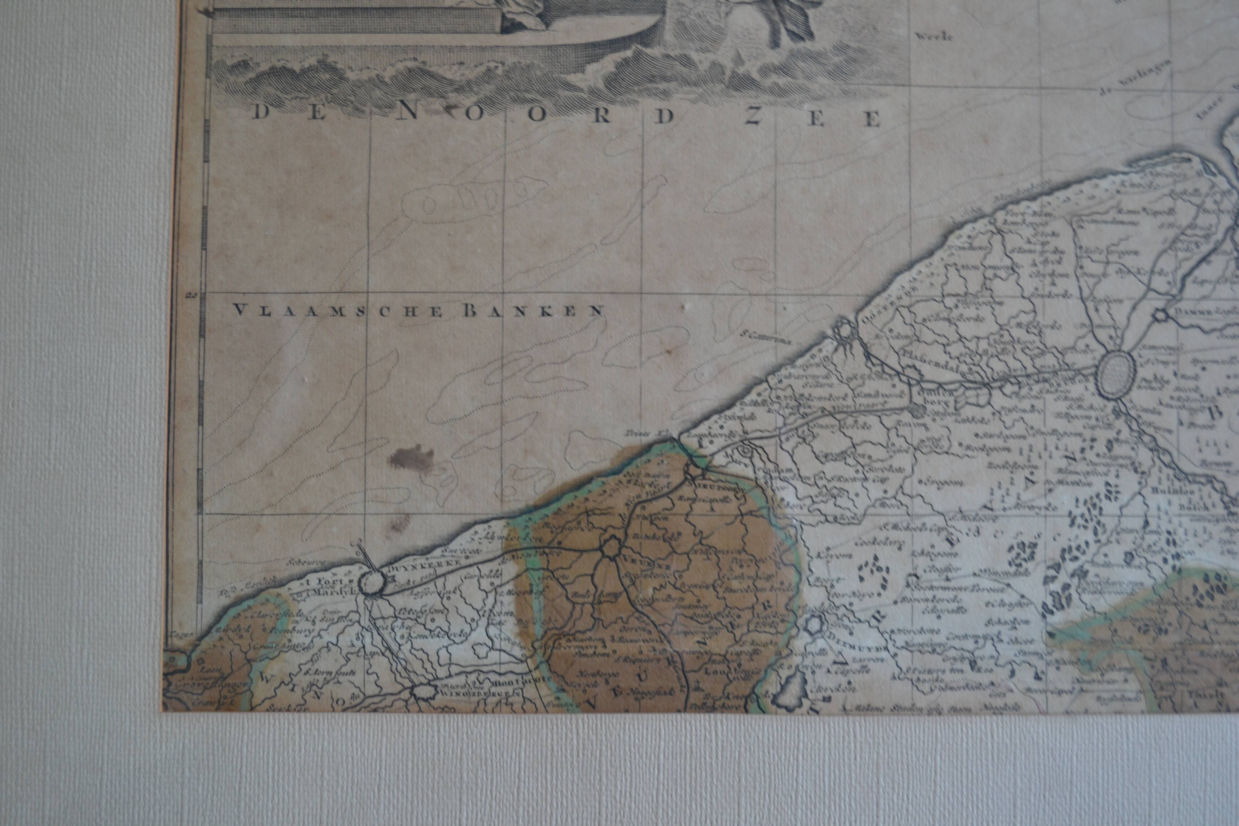 Map of the County of Flanders Belgium by Peter Schenck (1660 1718)