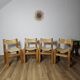 Solid Elm and cream leather chairs, Maison Regain, 1960s.