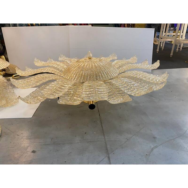 Venetian Murano Style Glass Flush Mount Made in Gold Graniglia by SimoEng