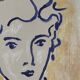 Painting signed Chinese ink and pastel female portrait “study”