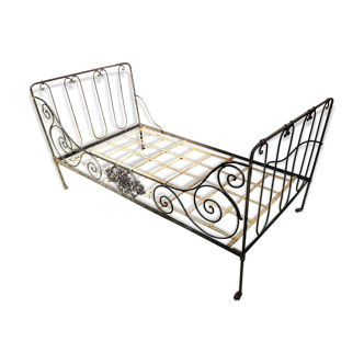 Wrought iron bed Napoleon III patented and signed