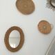 Miroir ovale vintage rotin osier
