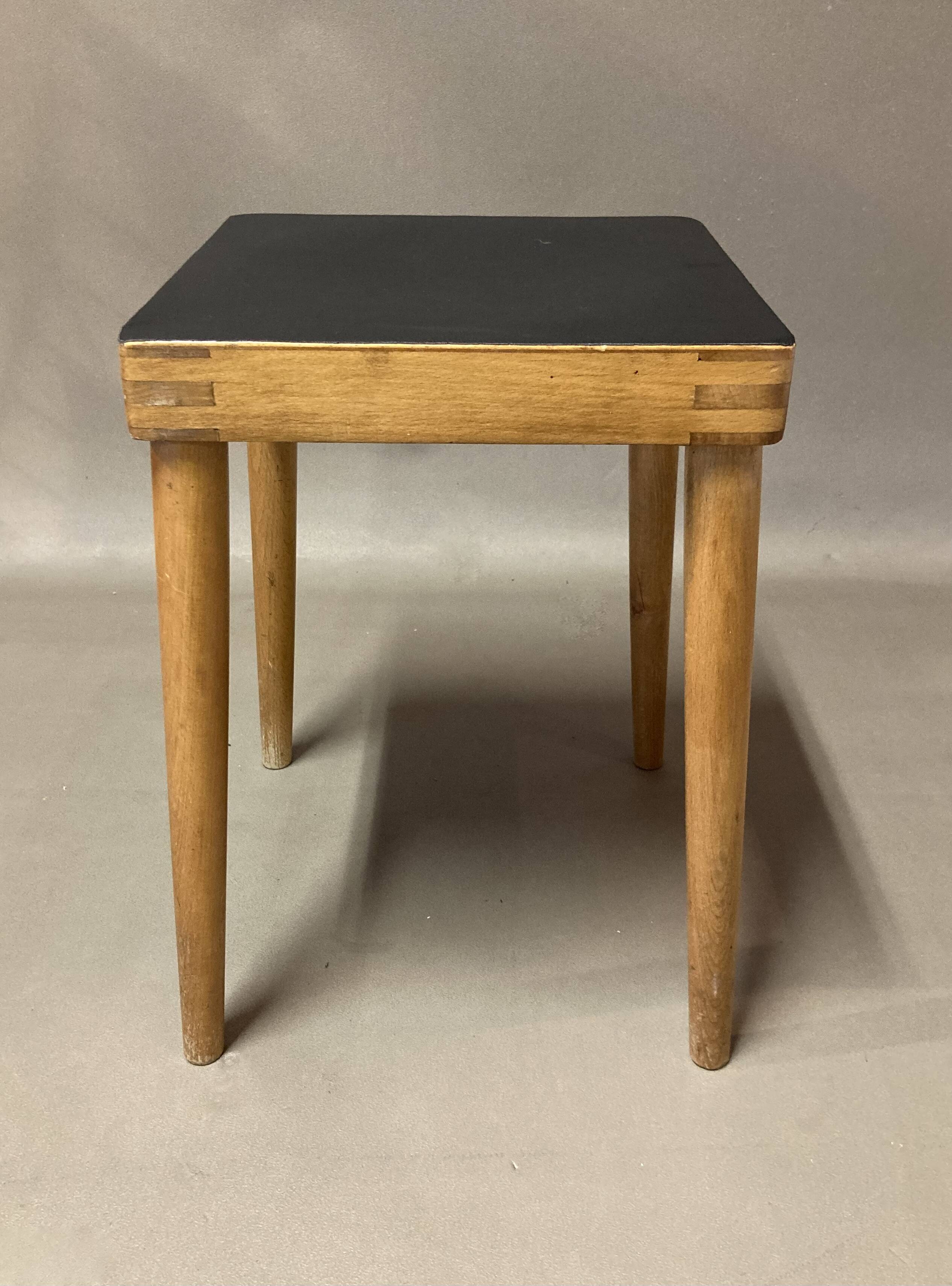 Modular bookcase and stool in black metal and beech, 1960