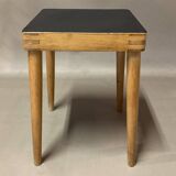 Modular bookcase and stool in black metal and beech, 1960