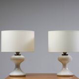 Pair of white ml1 table lamps by ingo maurer for m-design