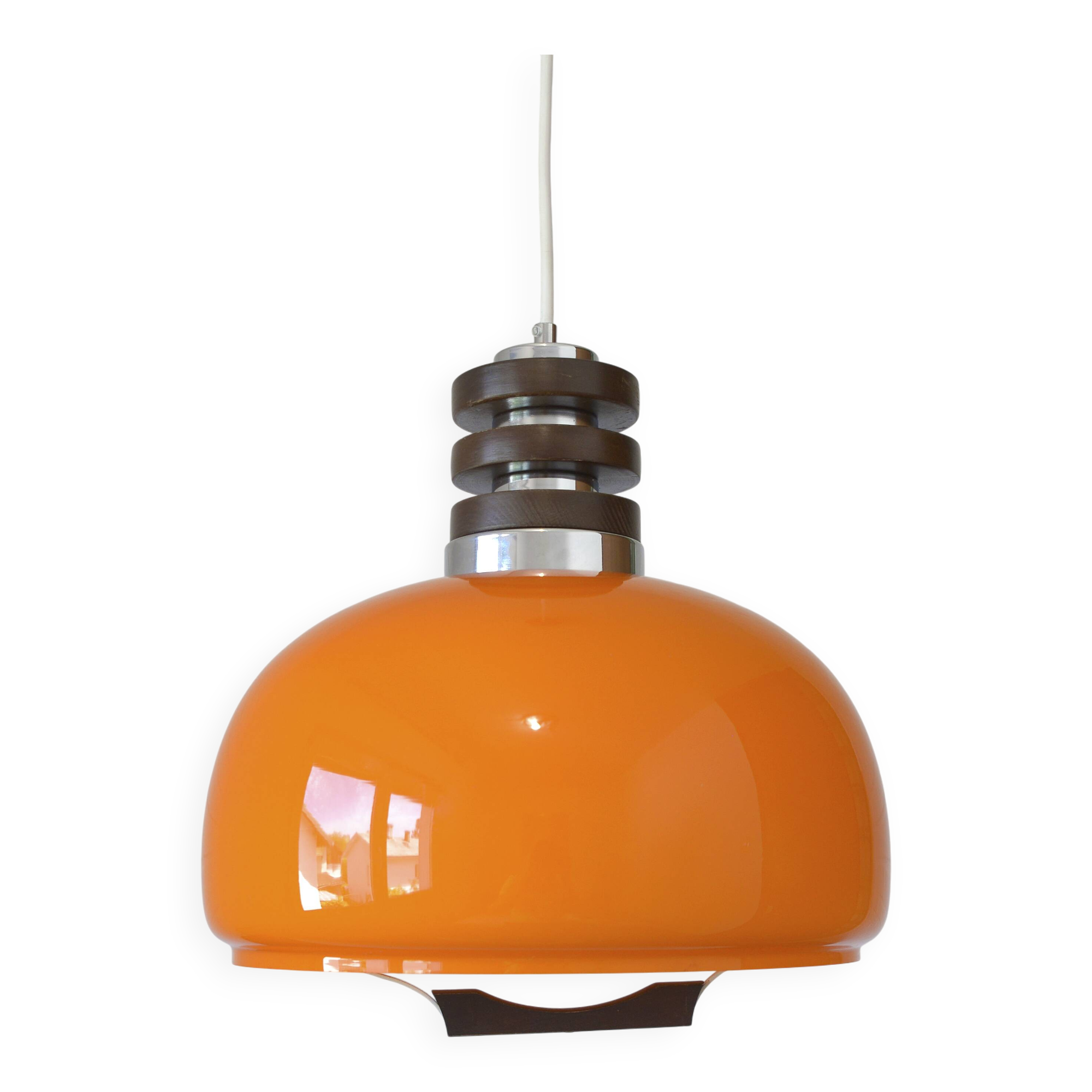Vintage orange pendant light in mid-century modern style hanging lamp 1970
