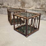 Two rattan and smoked glass tables, 1970