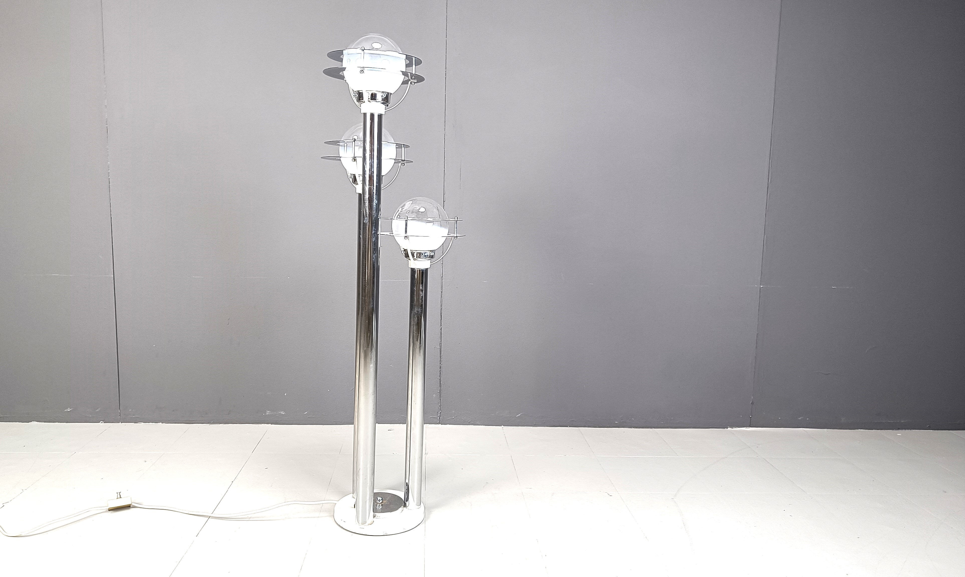 Space age chromed and glass floor lamp, 1970s