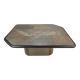 Table basse brutaliste Paul Kingma - pierre, ardoise et laiton