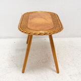 Mid century rattan stool by Jan Kalous for ÚLUV, 1960´s, Czechoslovakia