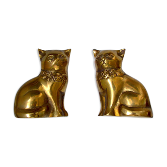 Pair of brass cats