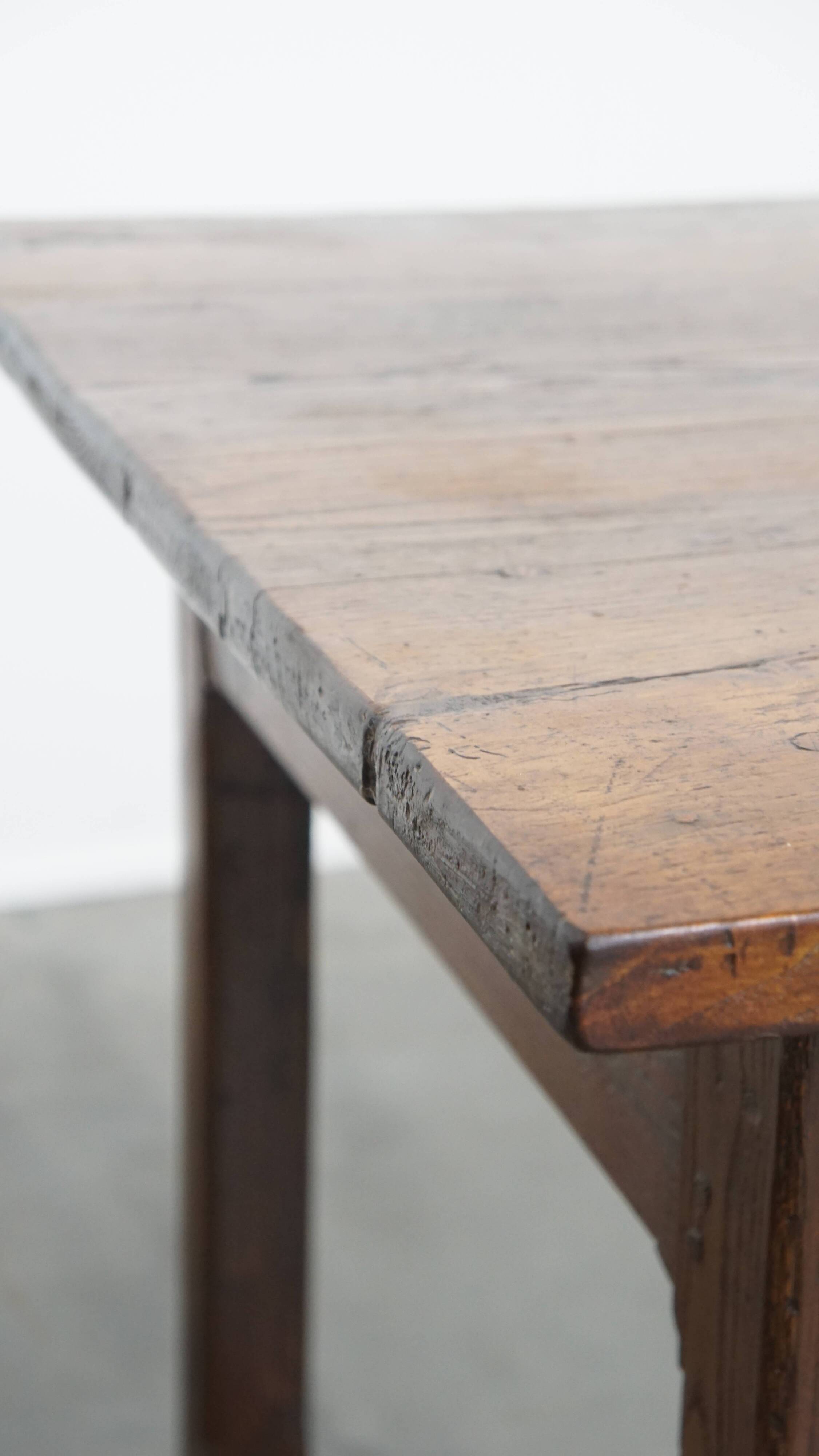 Antique French Country Chestnut Dining Table, Early 19th Century