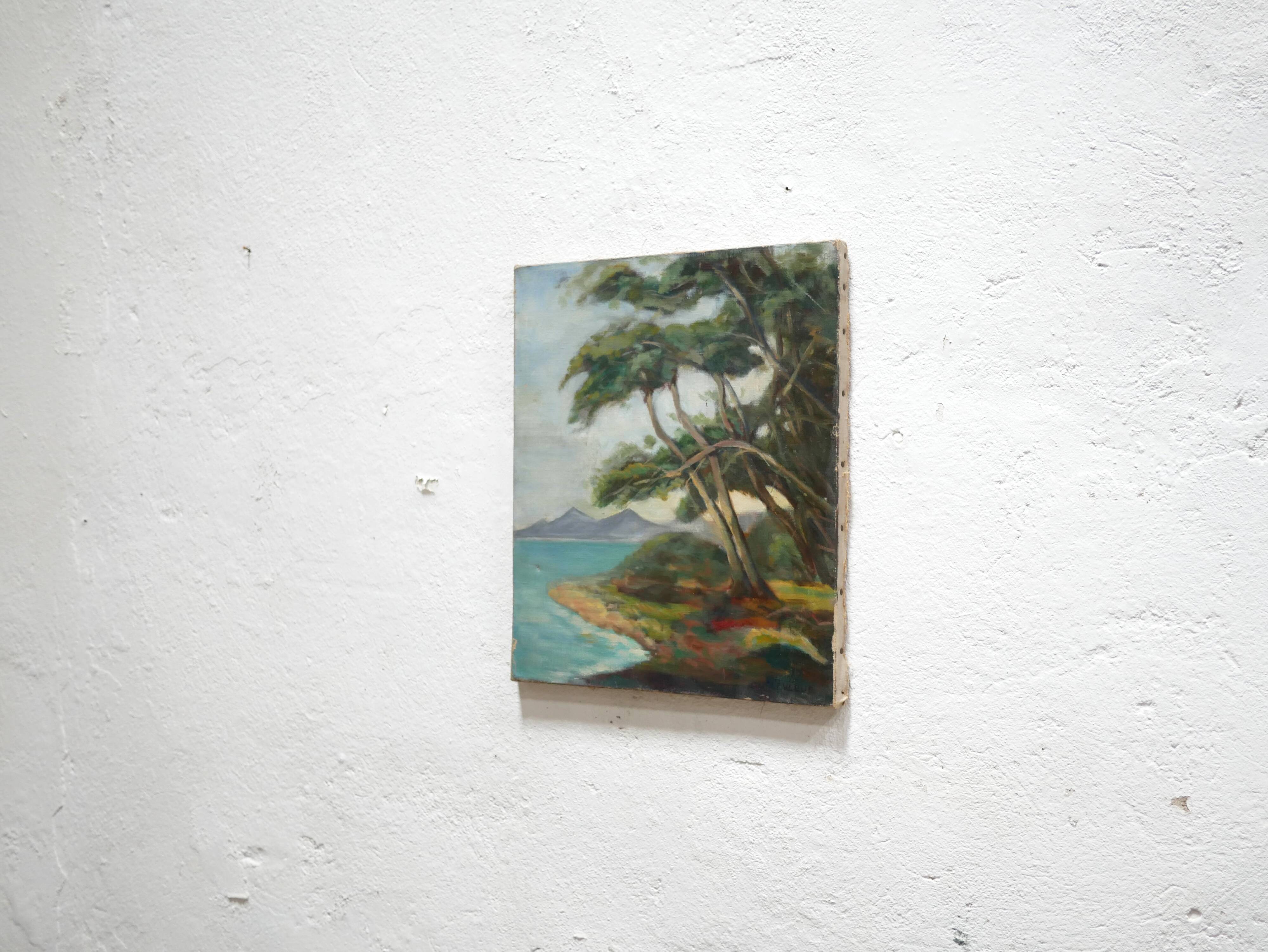 Painting on old canvas signed Lévêque