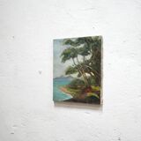 Painting on old canvas signed Lévêque