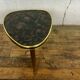 Small triangular table coffee table birds vintage flowers tripod door plant midcentury 1950