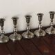 Set of 5 silver metal candle holders