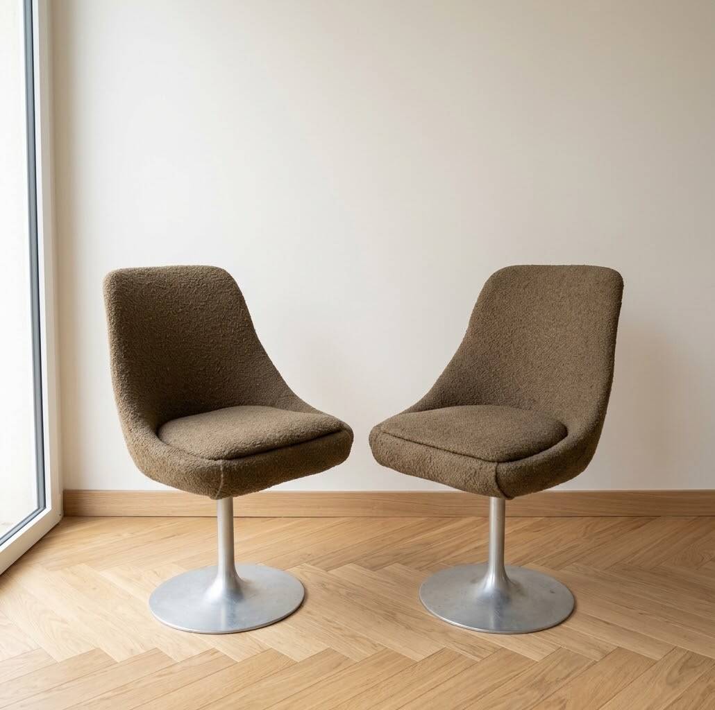 Set of 5 swivel tulip-style chairs from the 1970s.