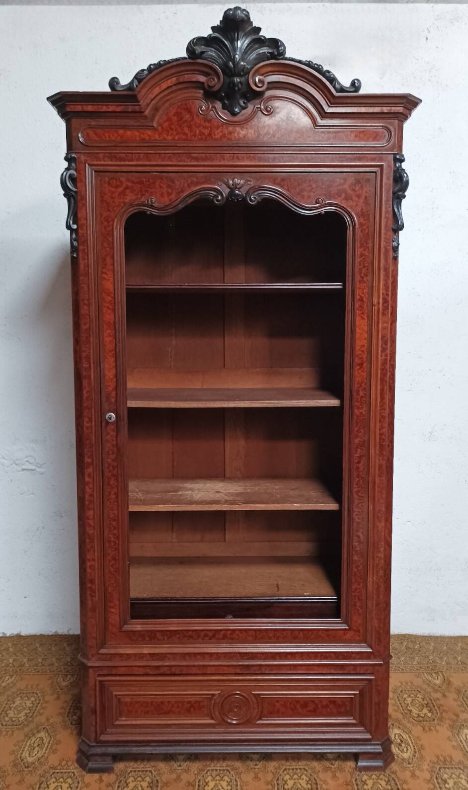Library from the Napoleonic III era in thuya burl.