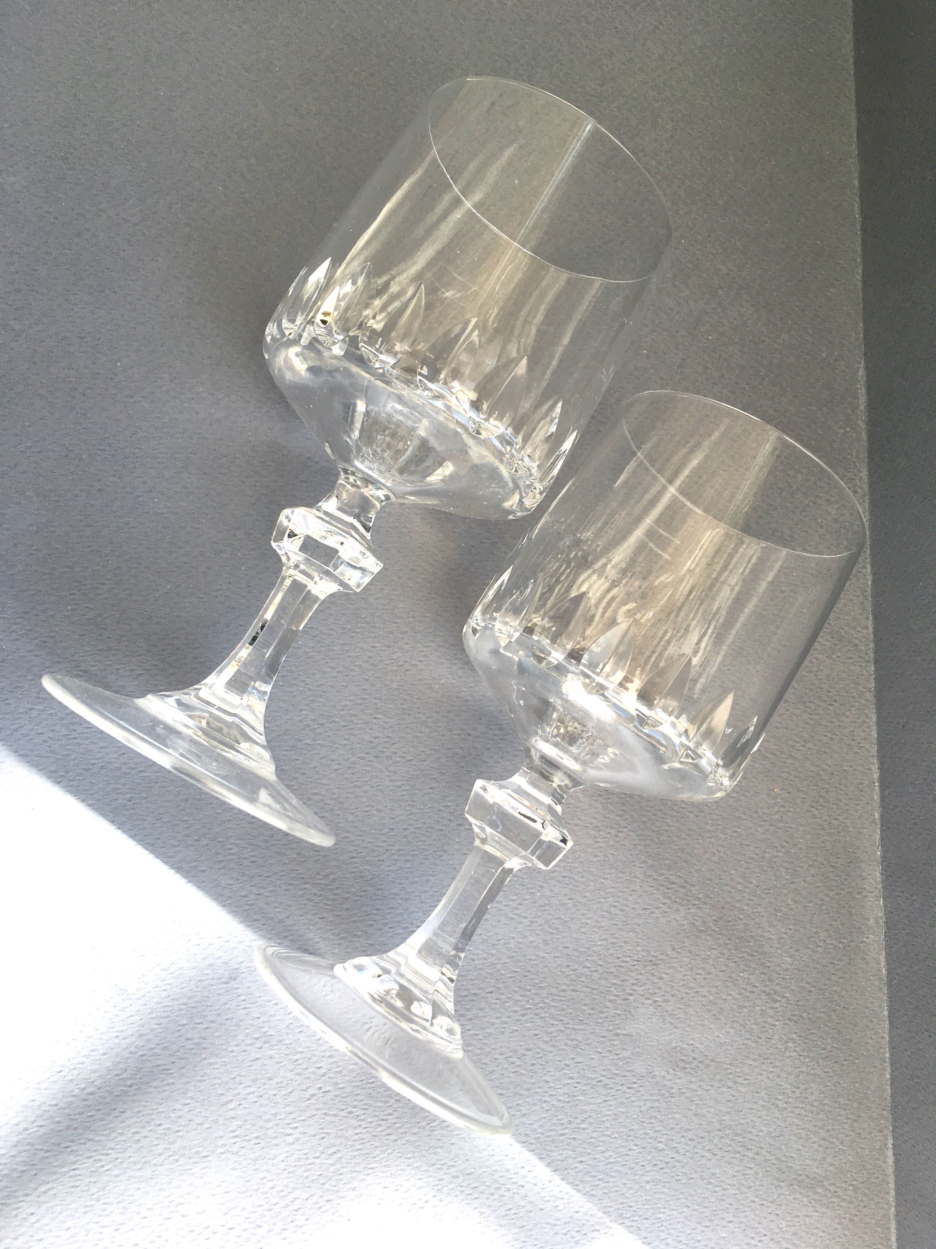 Set of 10 cut crystal wine glasses