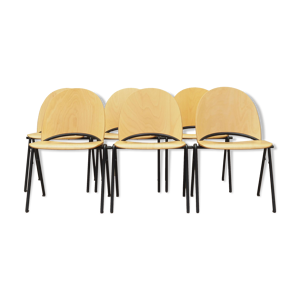 ensemble de six chaises, design danois, années 70, fabriqué au Danemark