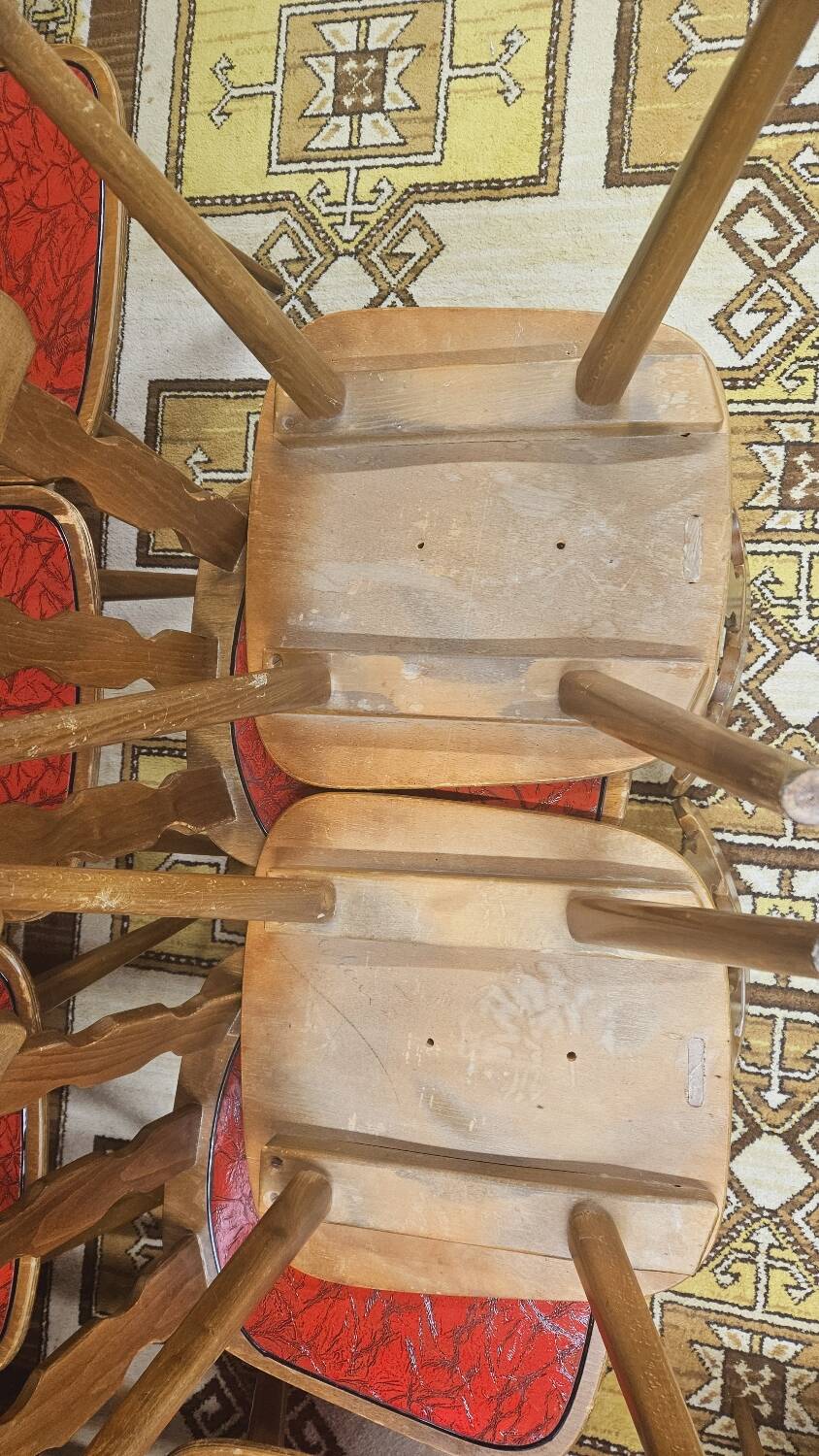 Set of 12 vintage 1960s red leatherette bistro chairs