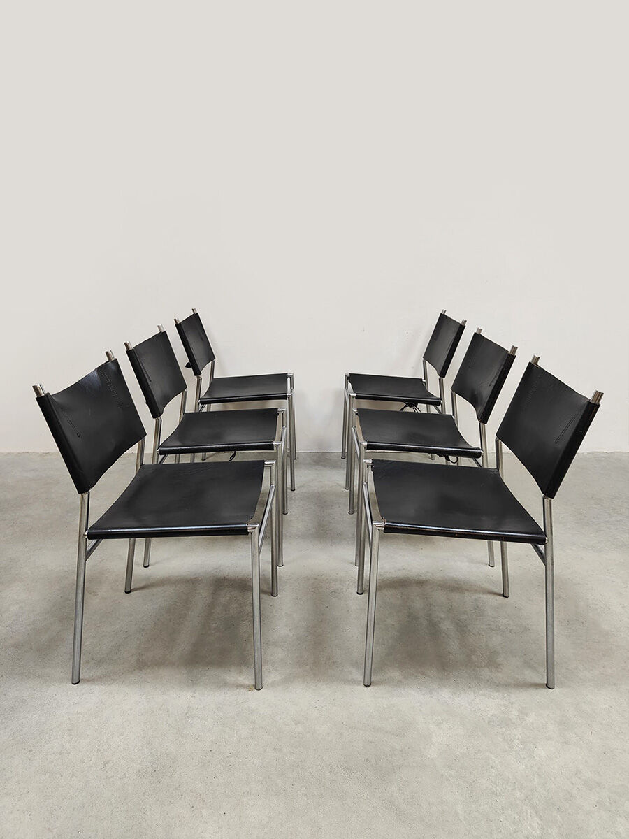 Vintage SE06 leather dining chairs Spectrum Martin Visser