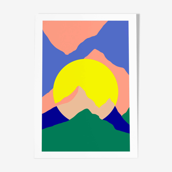 Affiche a4 rond soleil montagne 2