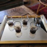 5 Engraved smoked glasses — 70s