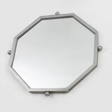 Art Deco octangular mirror in nickeled copper, France ca. 1920