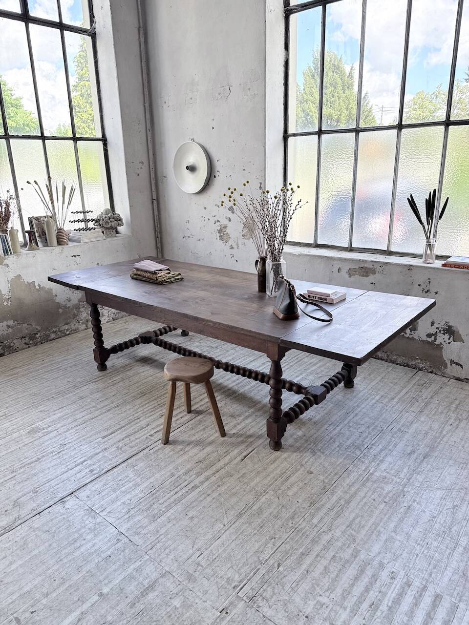 Solid oak table 1900 drapery style XL 280cm with extensions