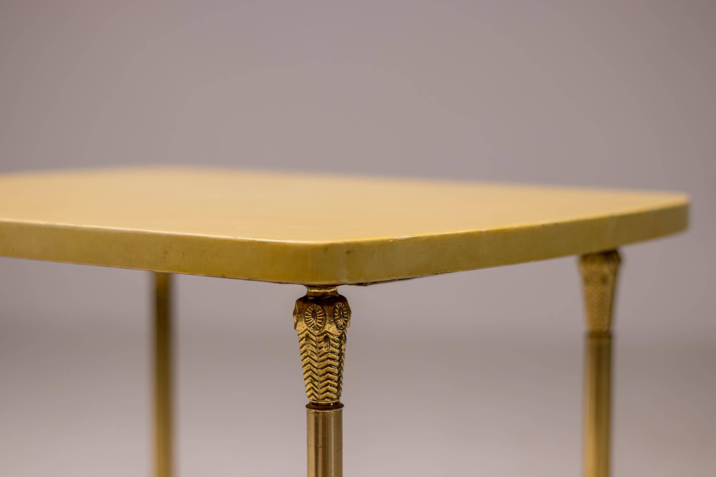Side table in brass and lacquered goat skin by Aldo Tura, Italy, 1950s.