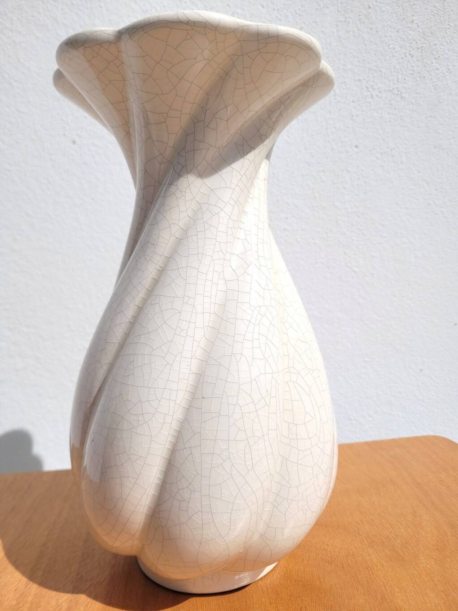 Vintage cracked ceramic vase from the Charolles pottery.