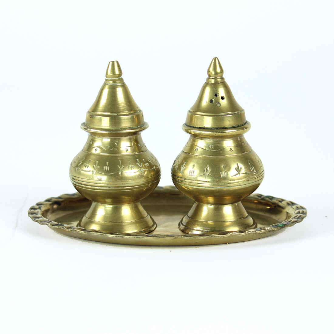 Salière et poivrière en laiton, années 1970