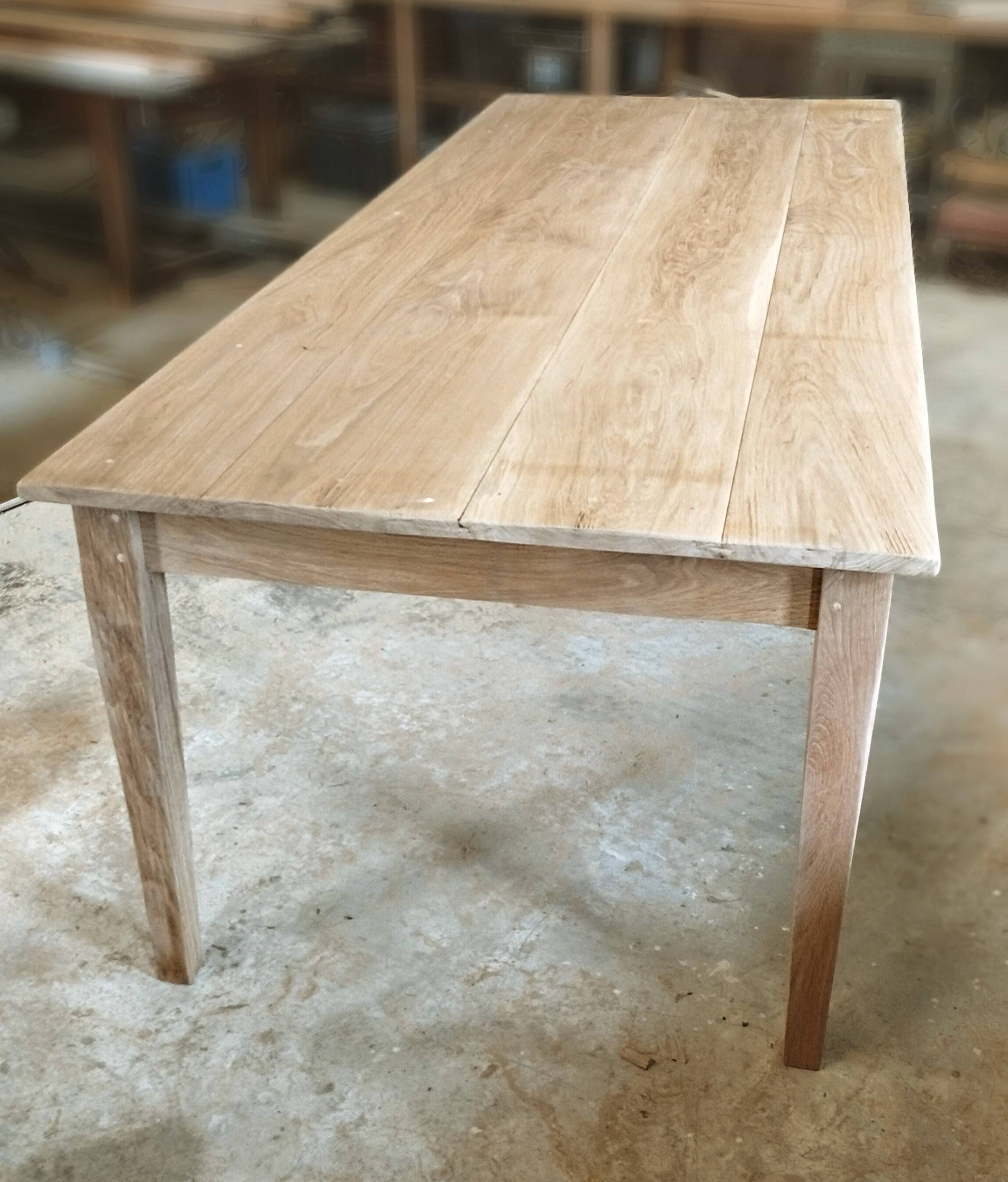 Large solid oak farmhouse table with two drawers 260 cm x 100 cm