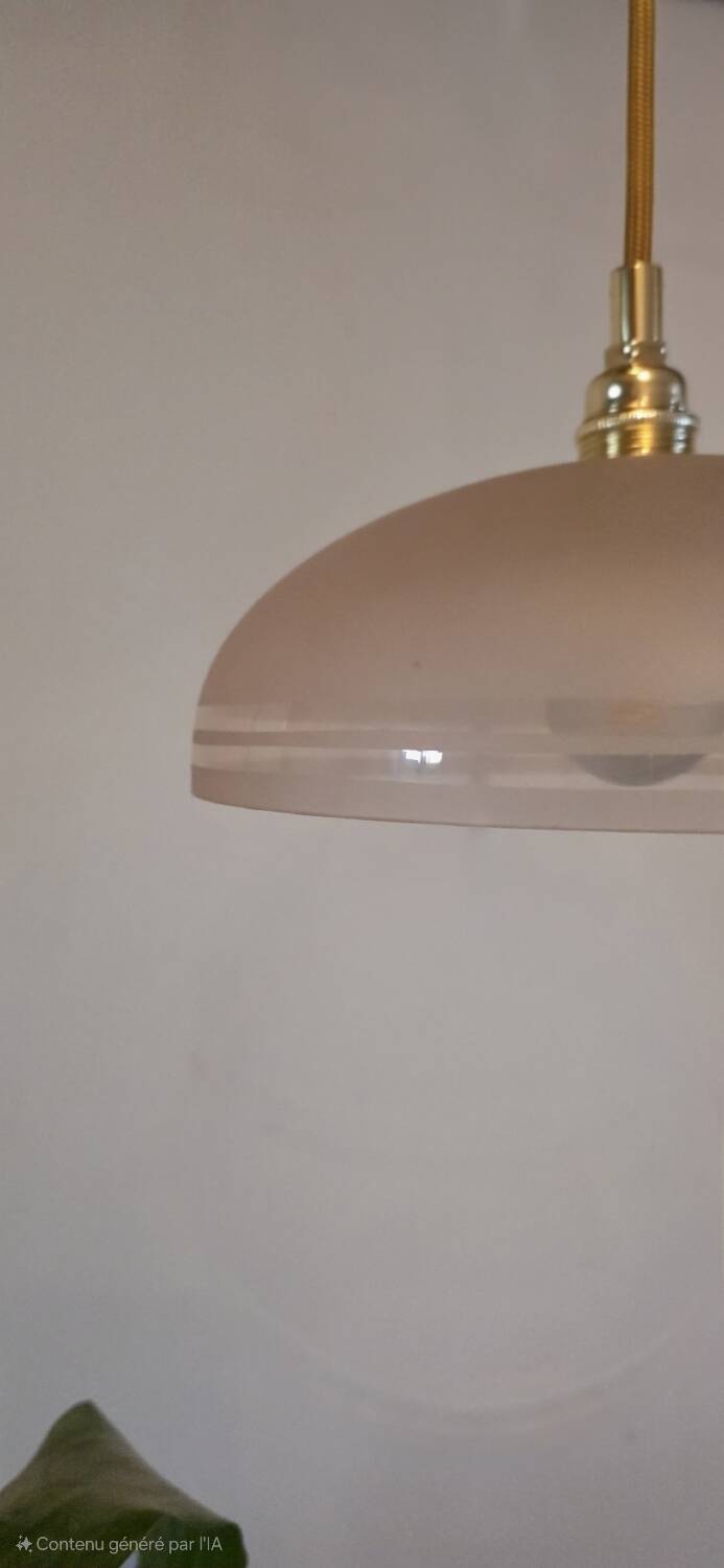 Pendant light, frosted pink glass
