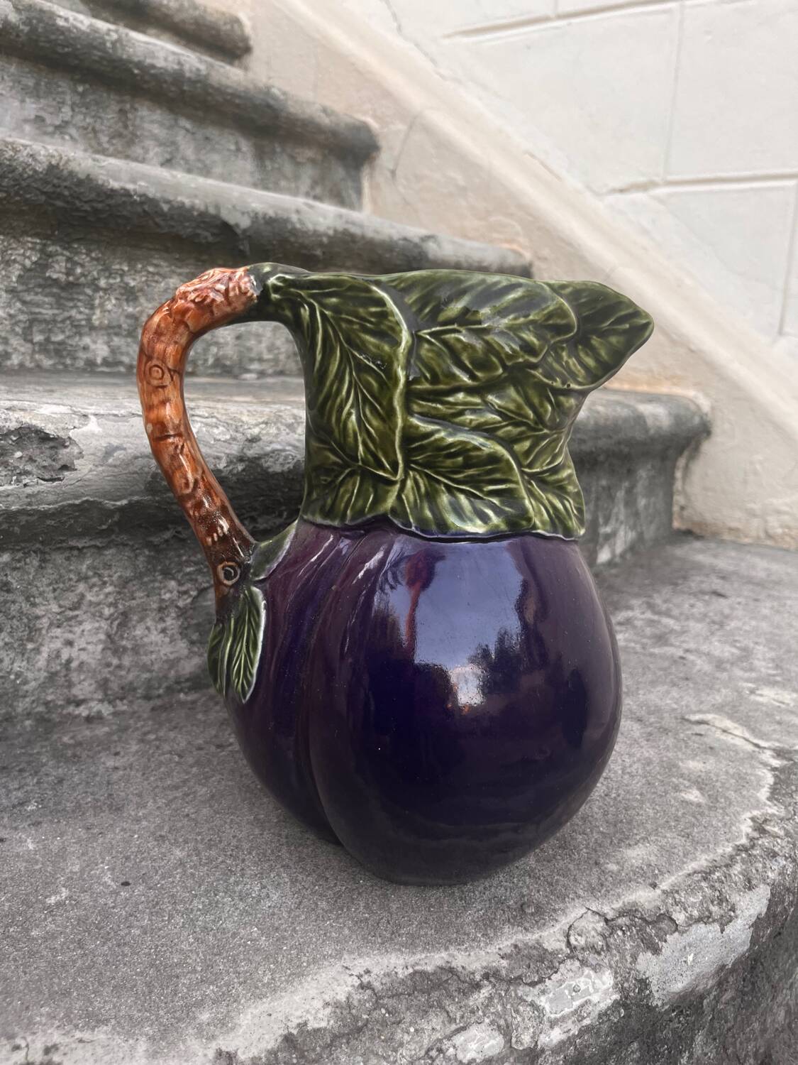 Eggplant Barbotine Pitcher