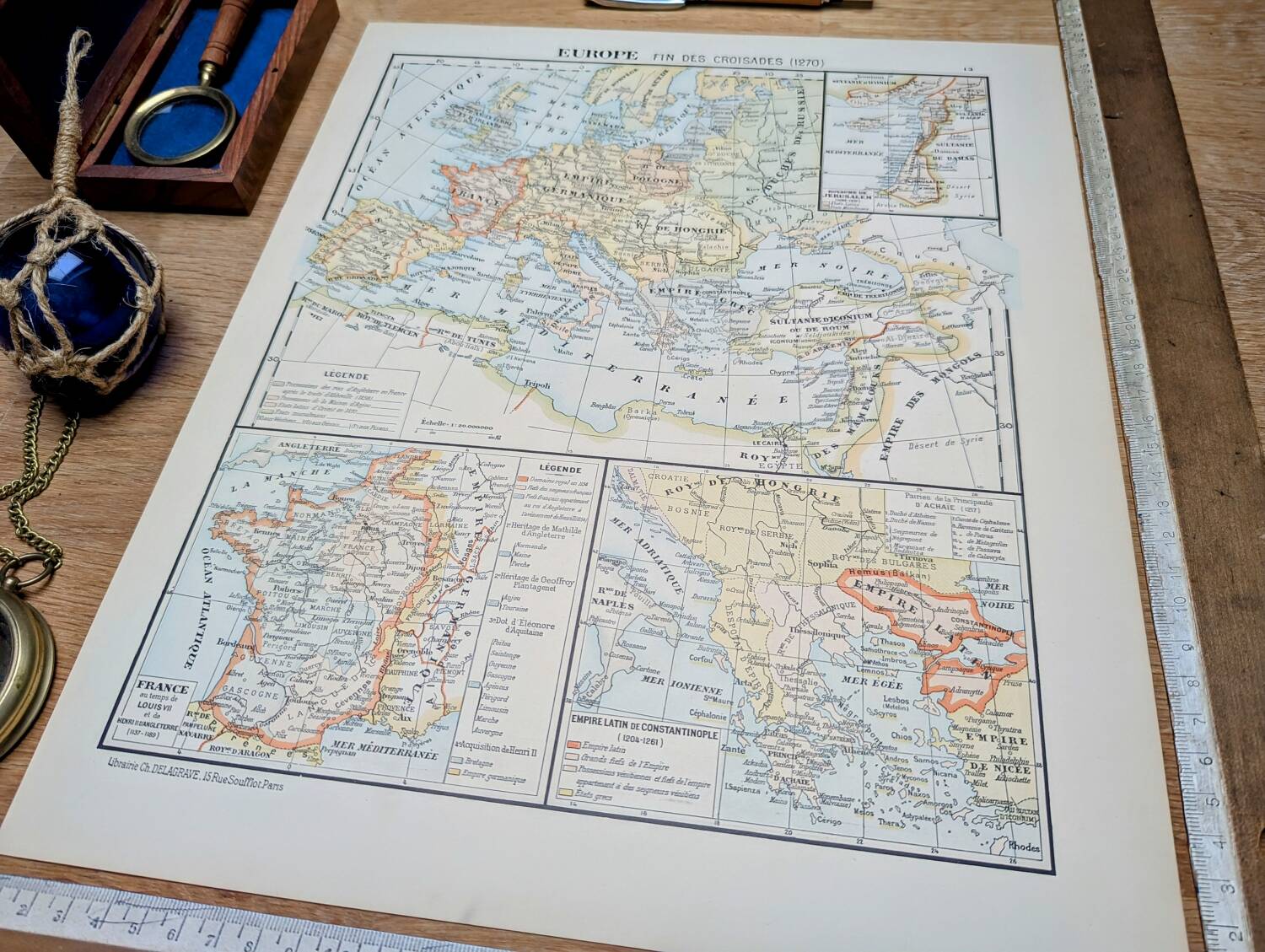 Printed in 1900, Europe in 1270. Original Authentic Vintage.