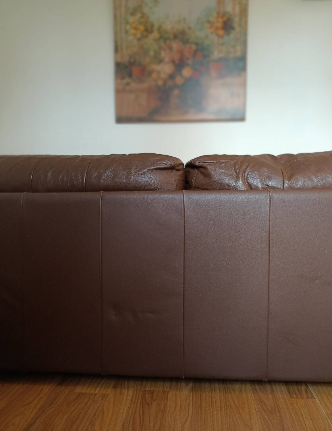 Brown leather sofa