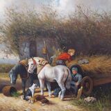 Oil on canvas "The Groom", signed canvas of the beginning of the last century