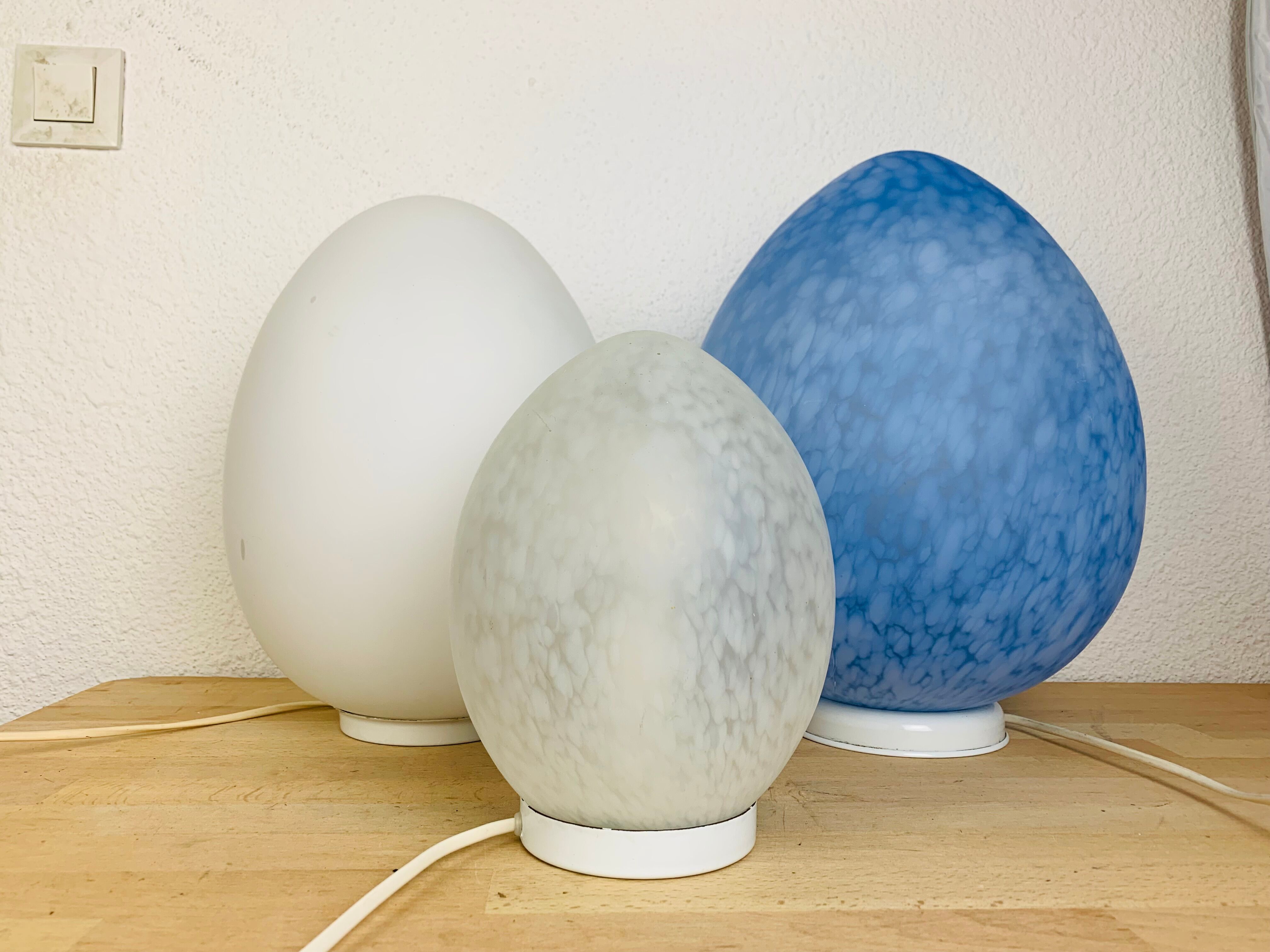 Domec egg lamp, white glass, 70s