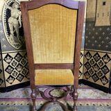 Suite of 6 chairs walnut and yellow velvet louis XIV style