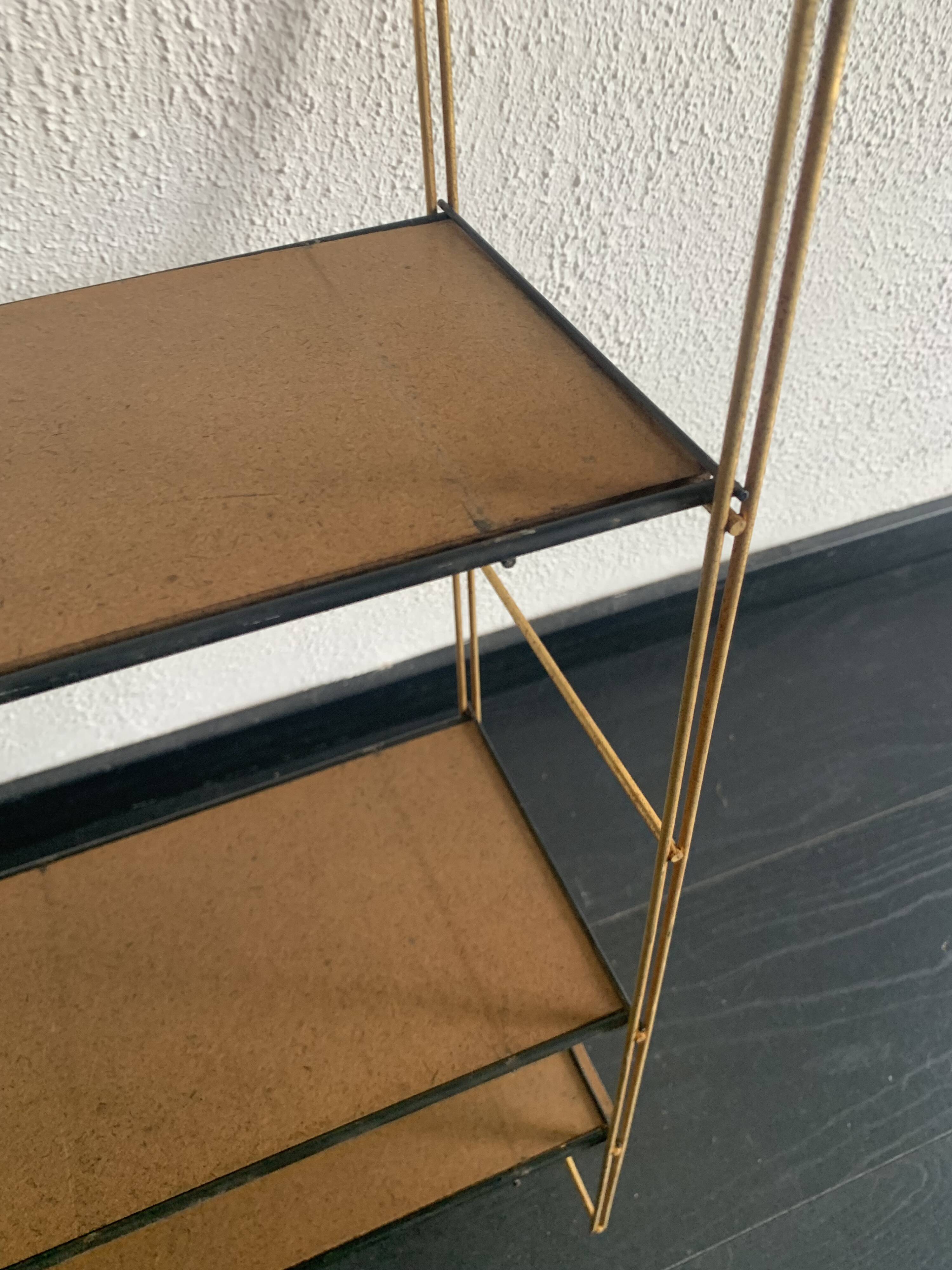 Vintage 1960 String wall shelf in gold wood - 60 x 50 cm